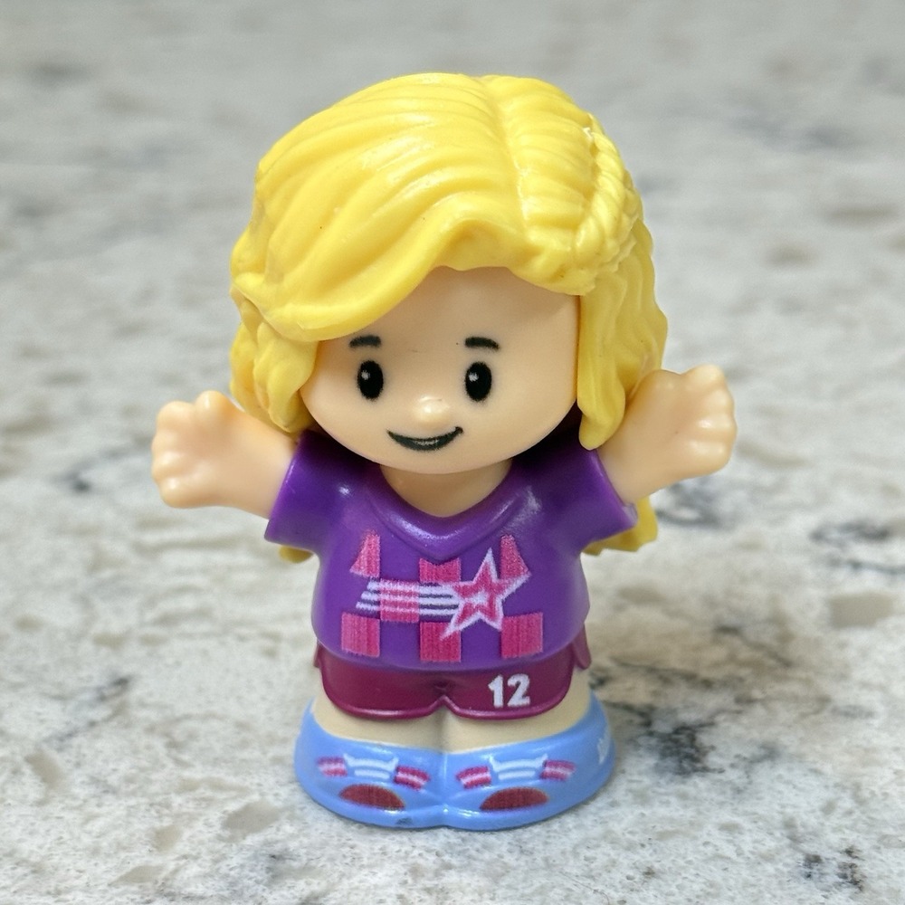 Fisher Price Little People Soccer Player Girl Blonde Purple Sports 2021 2022